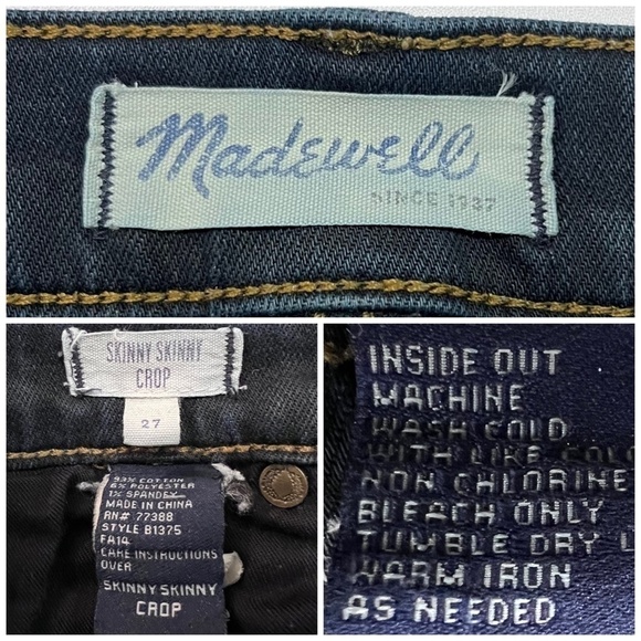 MADEWELL "Skinny Skinny Crop" Stretch Denim Jeans - Picture 9 of 9